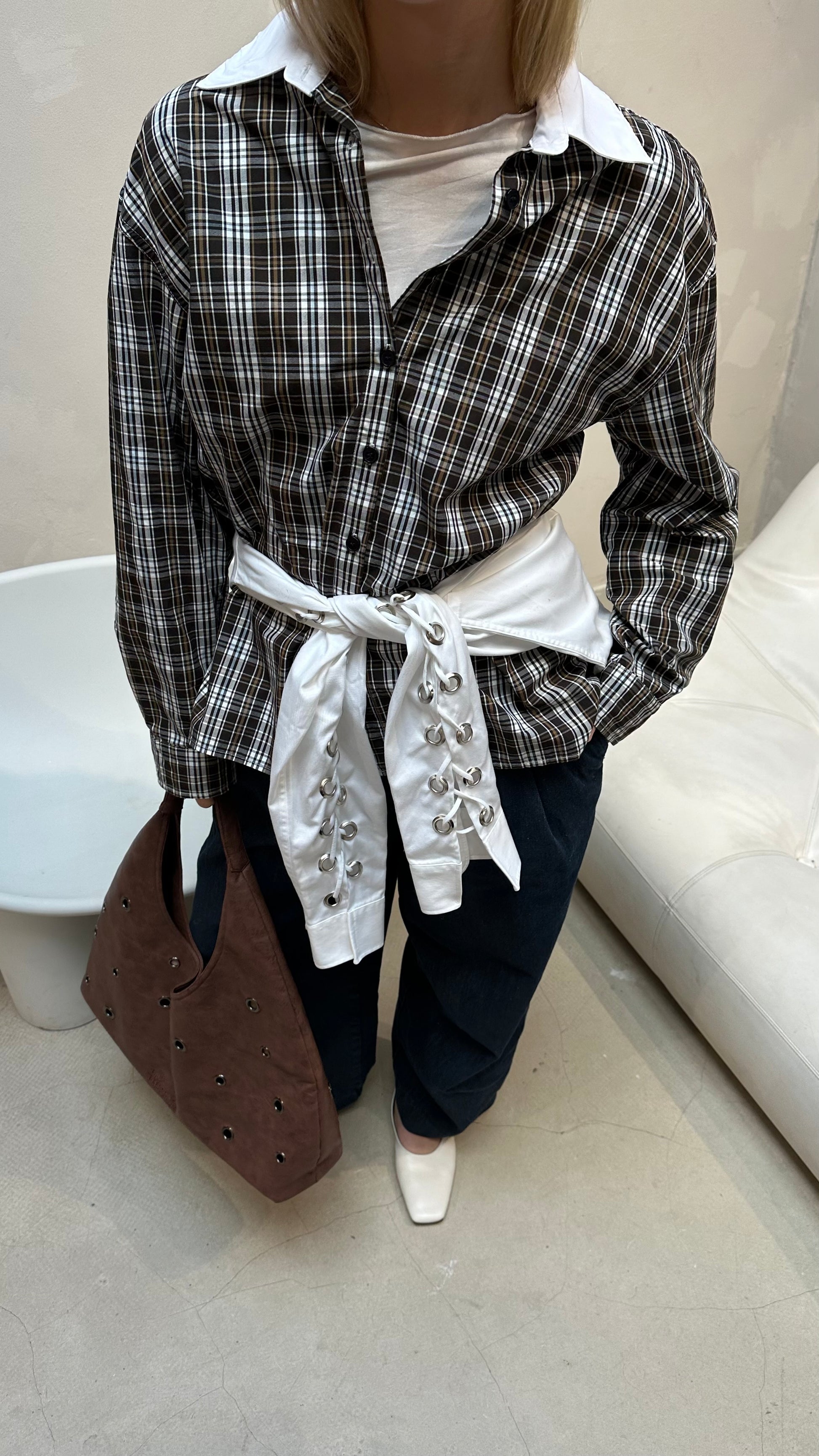 The Frankie Shop Shirt Brown - UME STUDIO