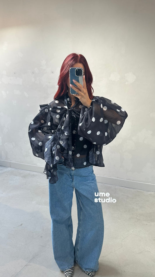 Polka dot oversized blouse - Curated by ume