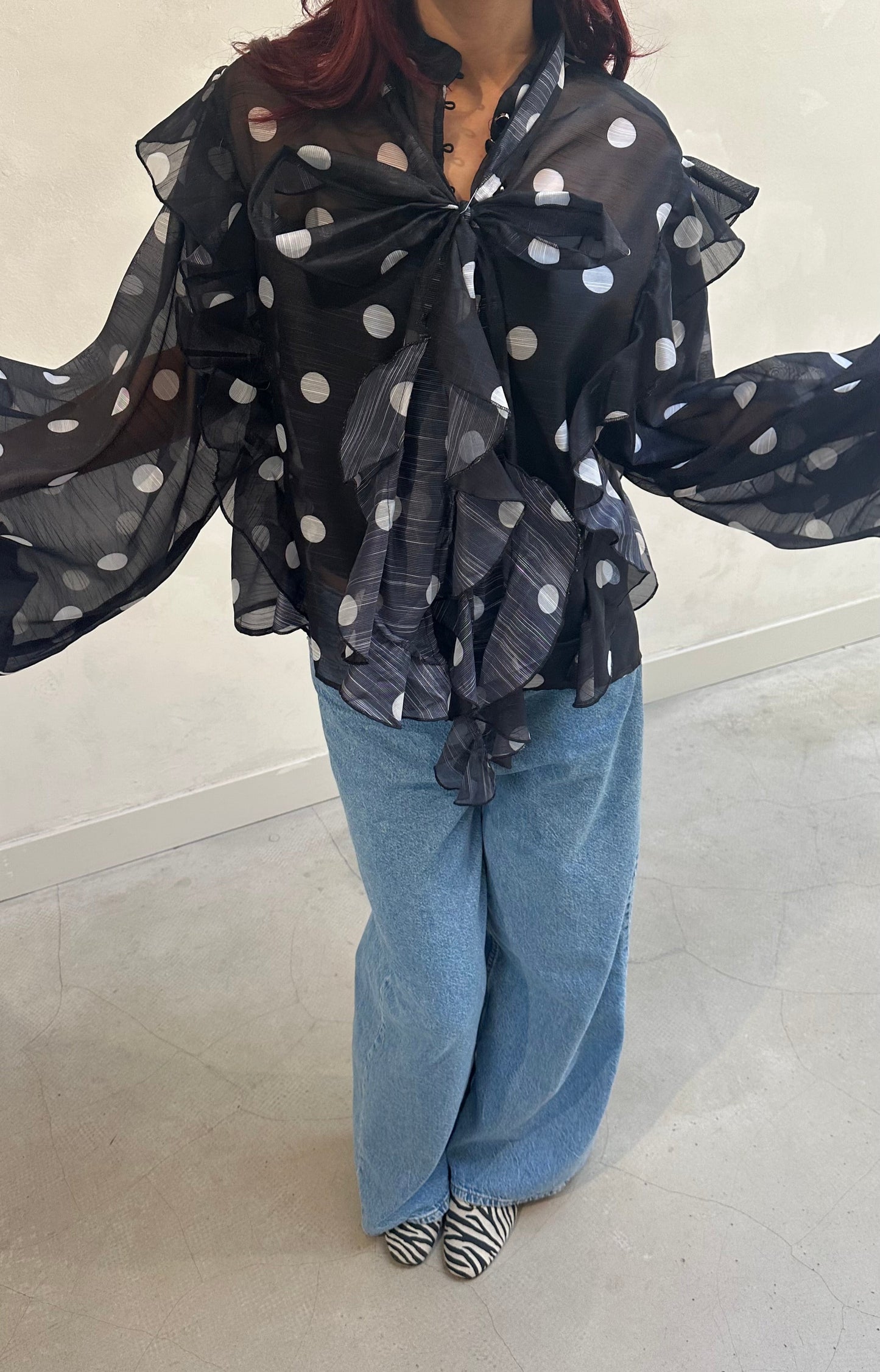 Polka dot oversized blouse - Curated by ume
