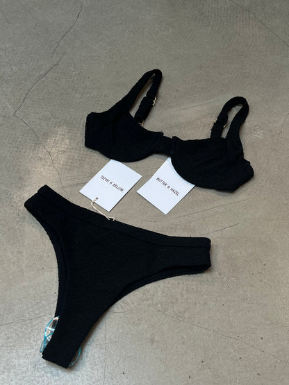 Butter & Hazel - Crinkle Black Bikini Set