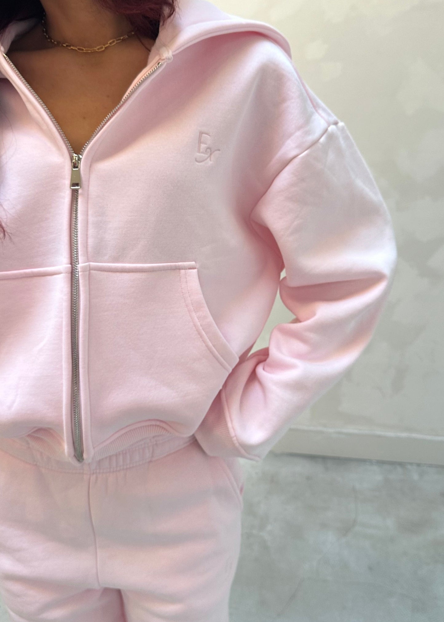 Exercere pink cropped zip - hoodie