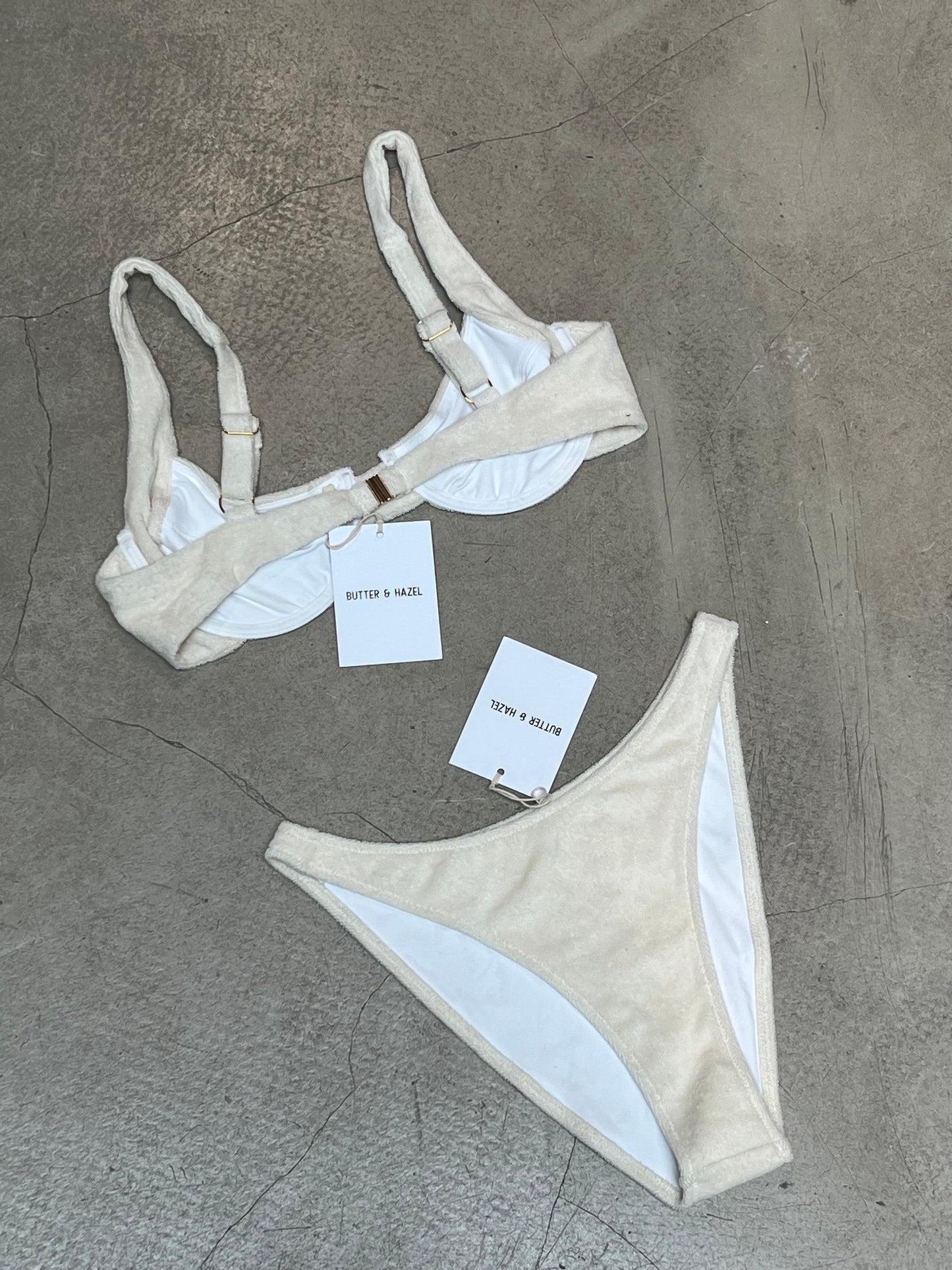 Butter & Hazel - Terry Cream White Bikini Set