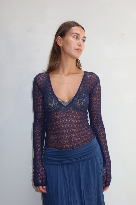 AERON -  Dark blue lace top