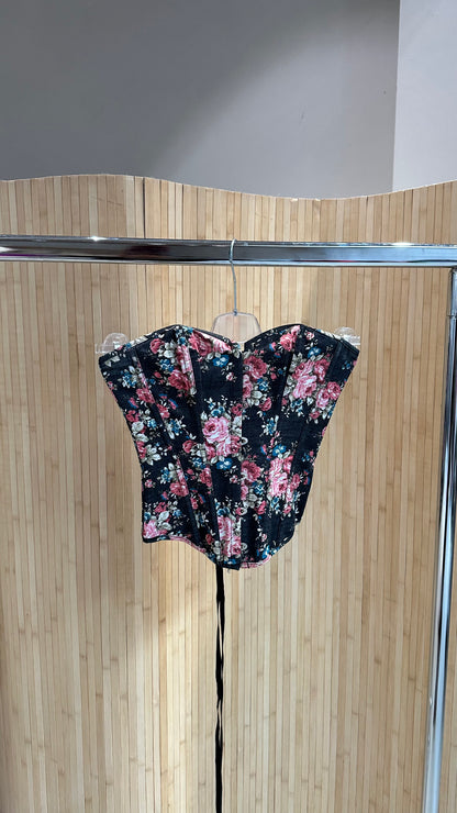 Vintage Black floral - Corset