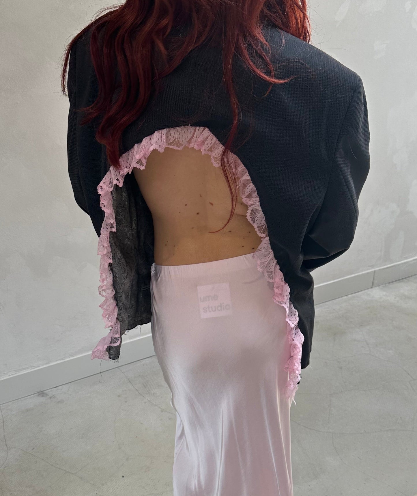 Open back ruffle blazer - Upcycled by ume