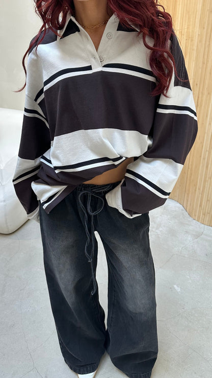 Weekday Striped brown - polo