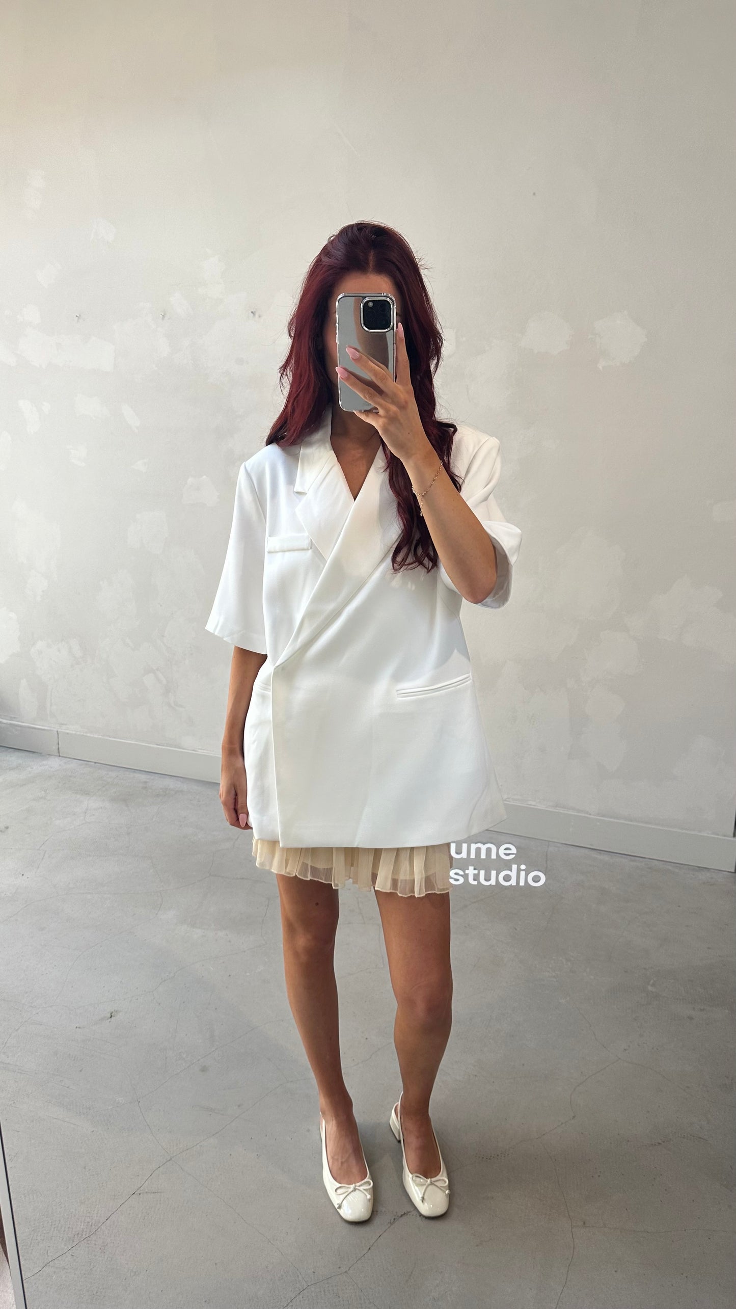 White oversize asymmetrical blazer - Curated by ume