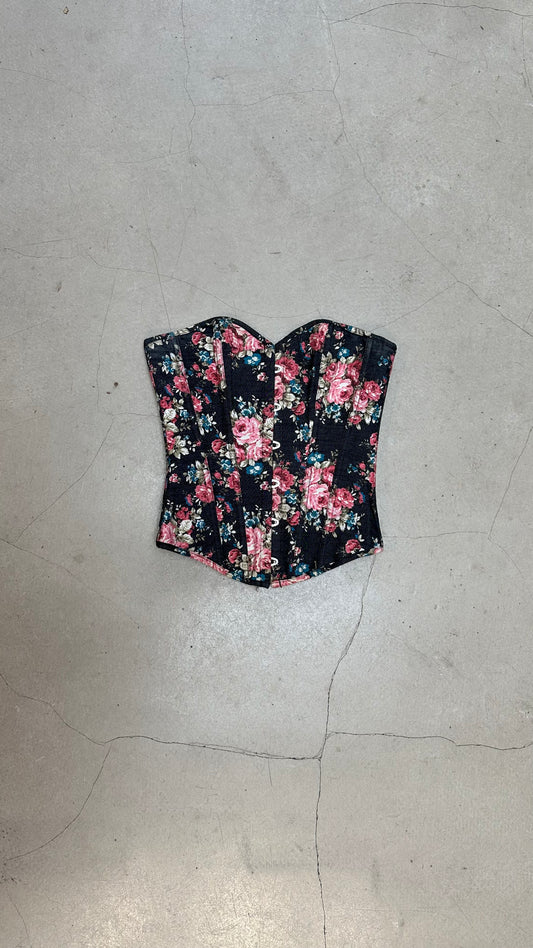 Vintage Black floral - Corset