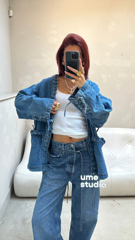 Laced denim jacket - Curated by UME