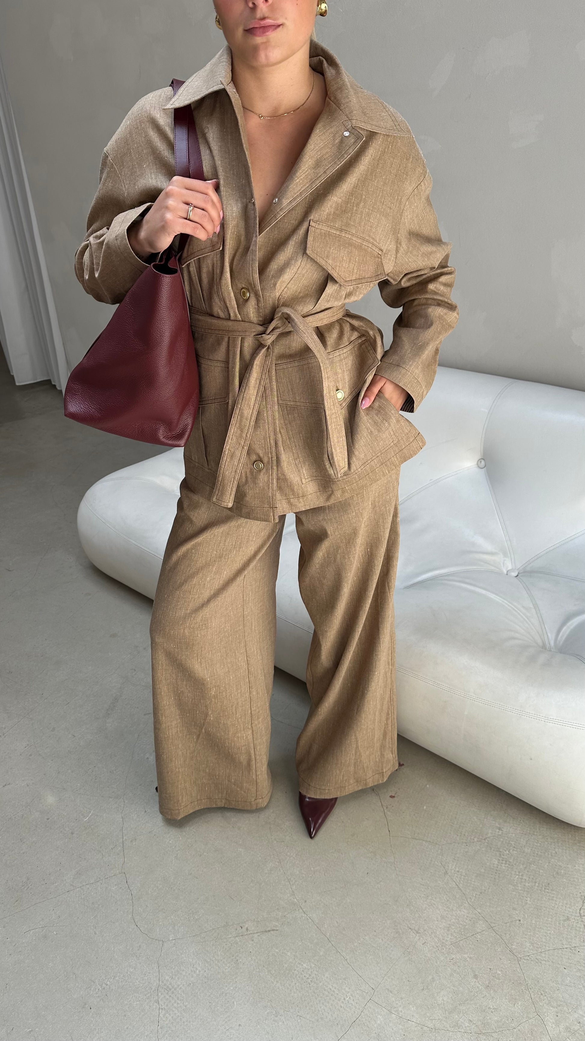 Sessùn beige belt - jacket - UME STUDIO