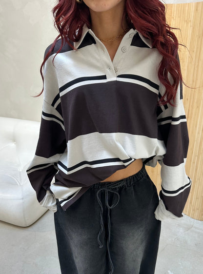 Weekday Striped brown - polo