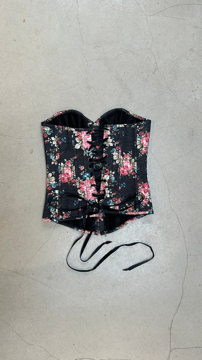 Vintage Black floral - Corset