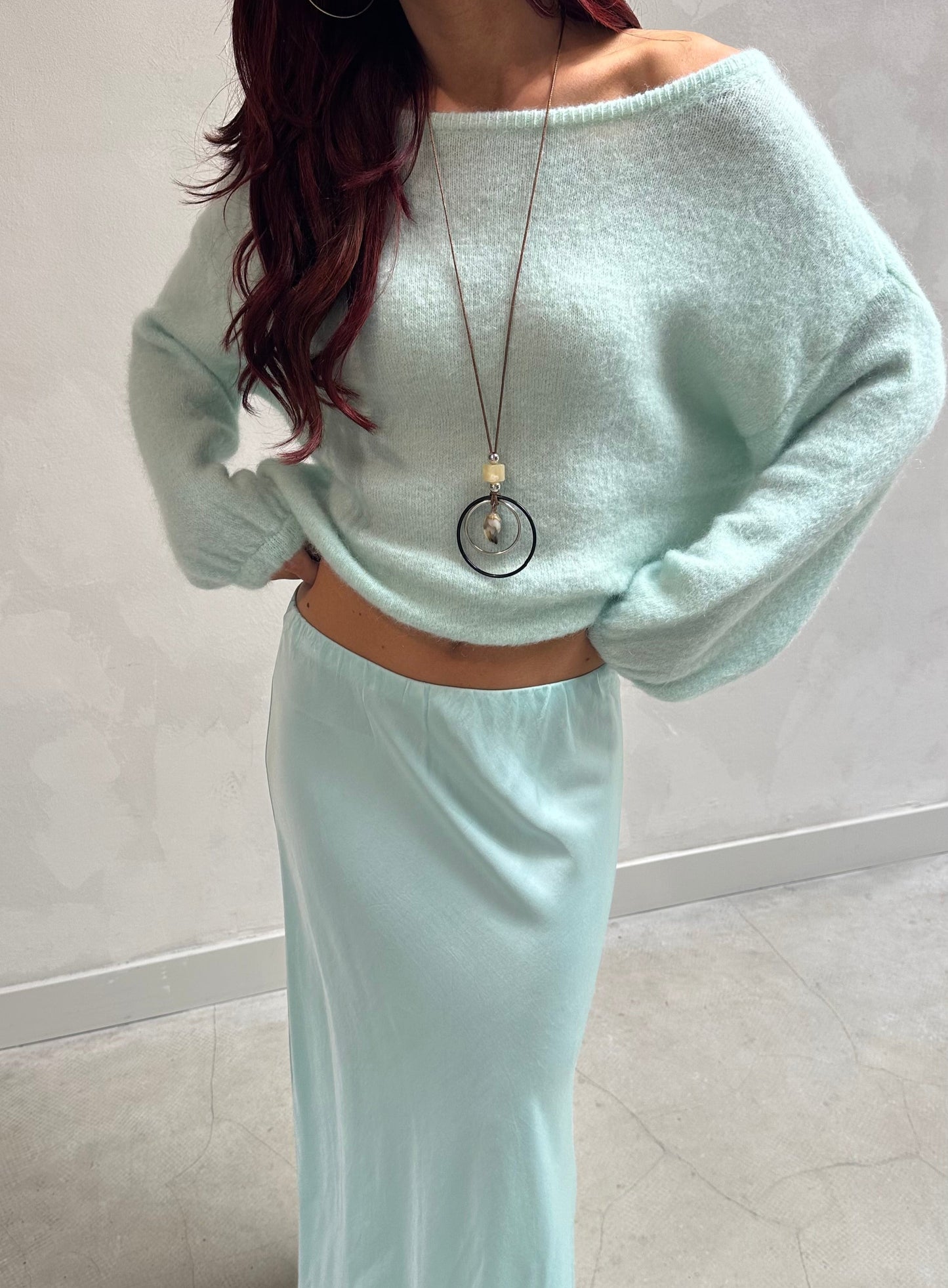 Mint knitted sweater - Curated by ume