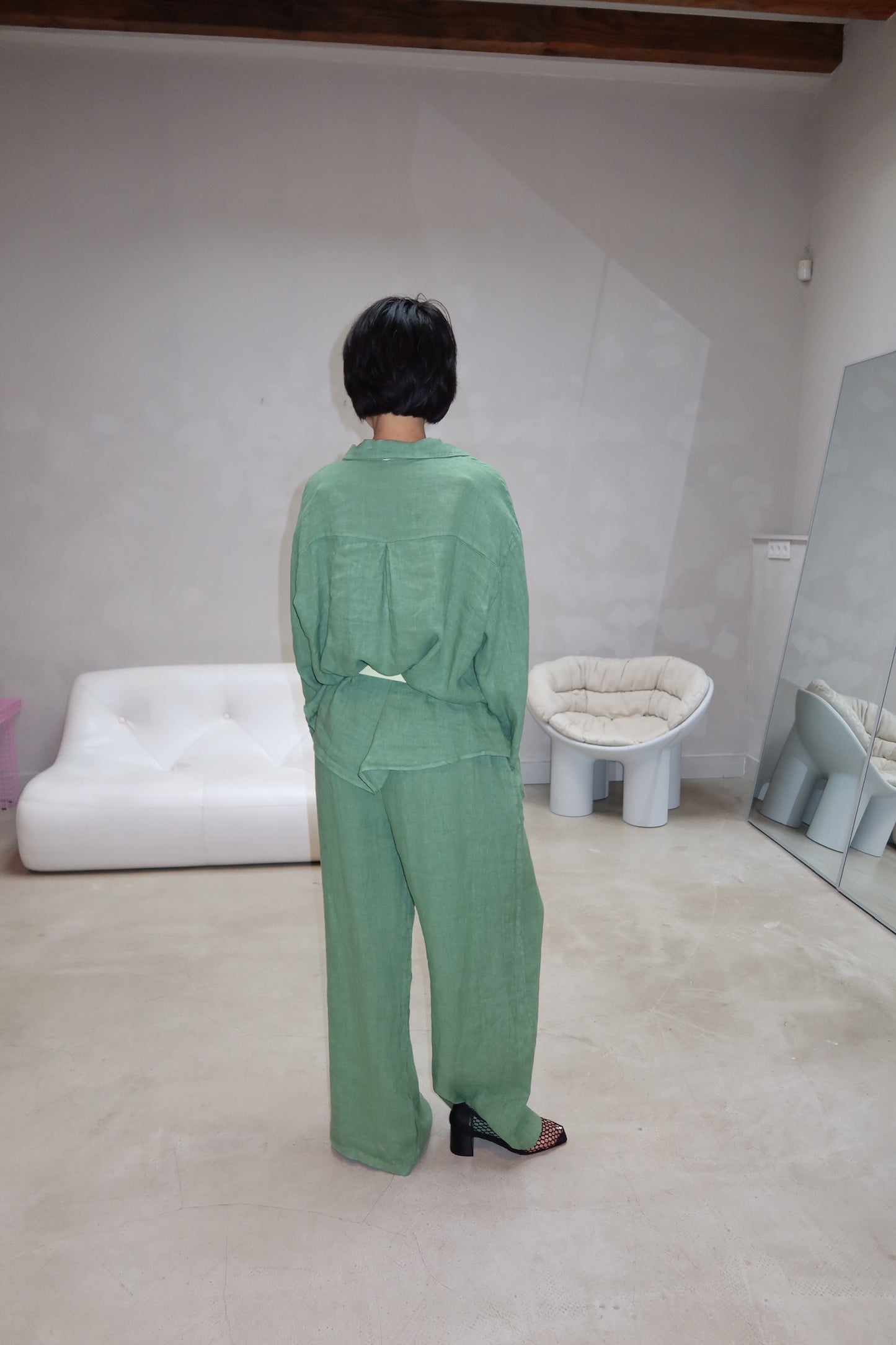 Ume Linen Set - Blouse Green