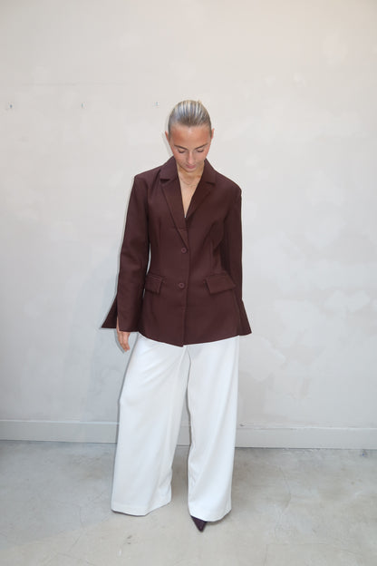 Open back Brown blazer - Curated by ume