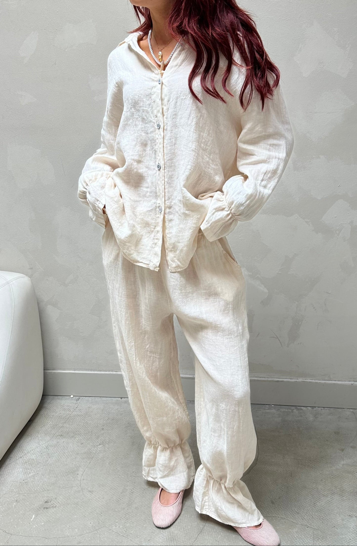 Ruffle linen set - Upcycled by UME