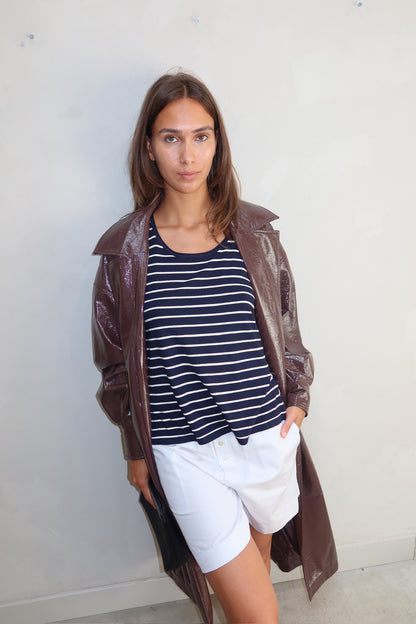 NLY TREND - Brown leather look trenchcoat