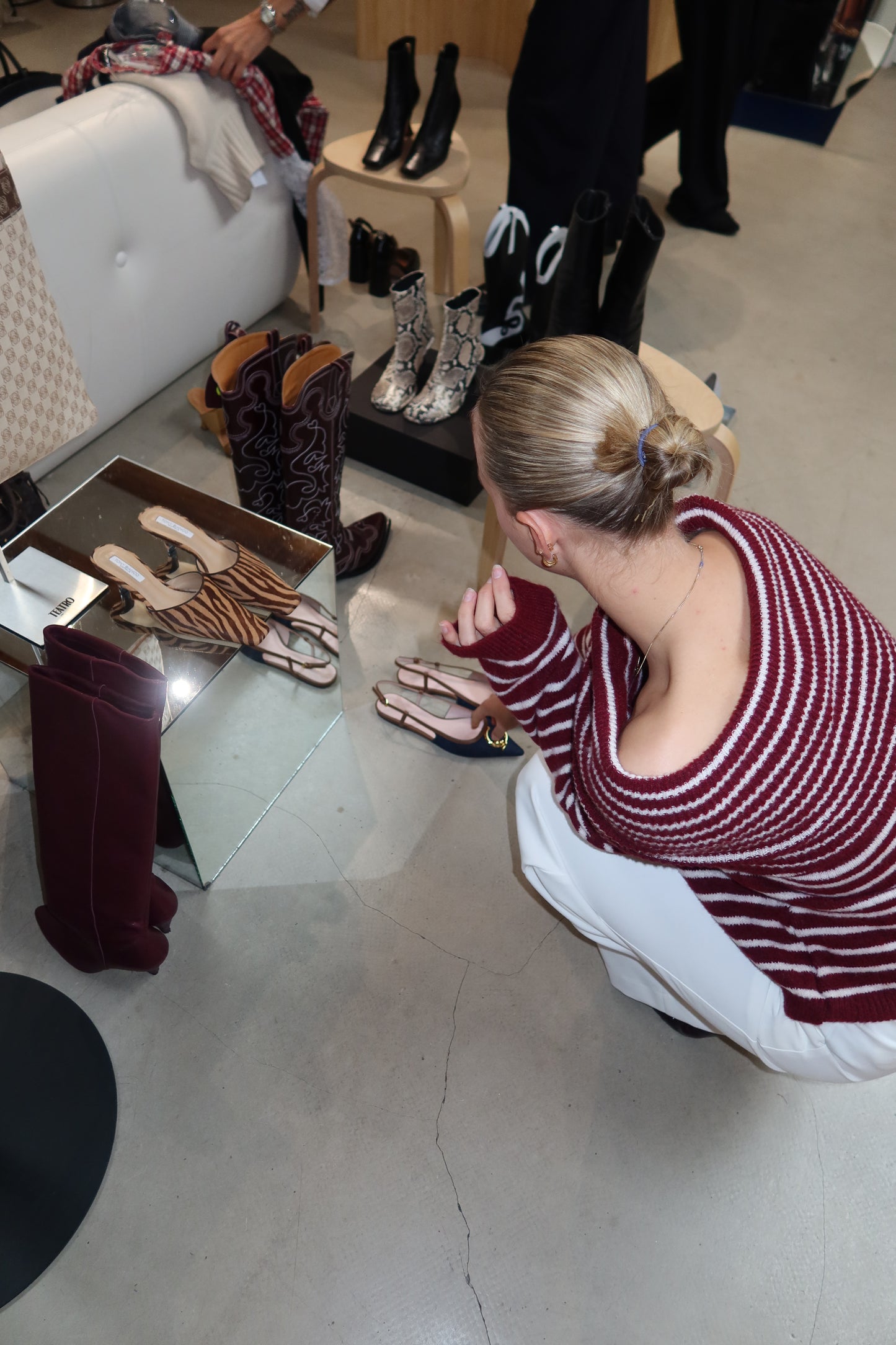 Off the Shoulder Burgundy Knitted Sweater - Curated by ume