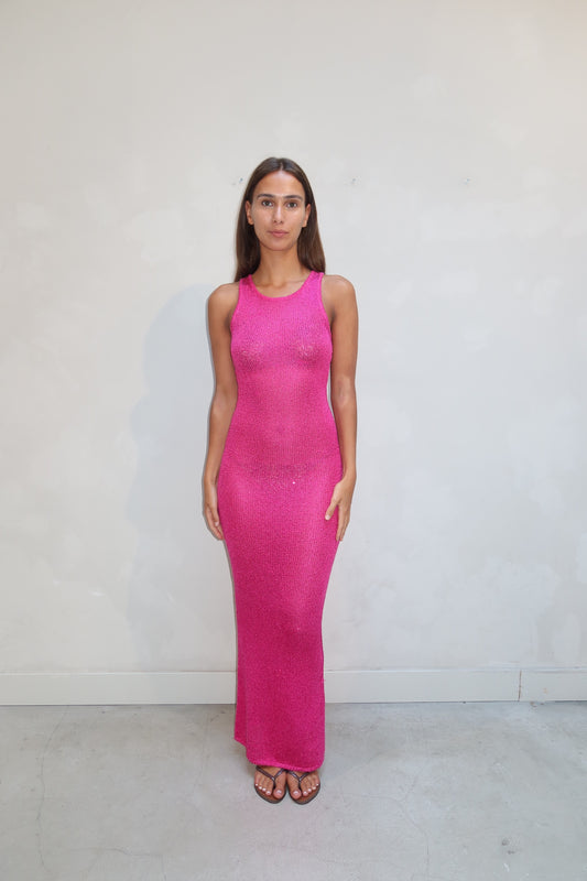 Asta resort fuchsia knitted sequin - Dress