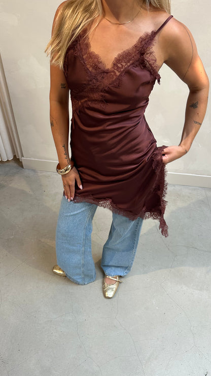 Lace brown dress - Curated by ume