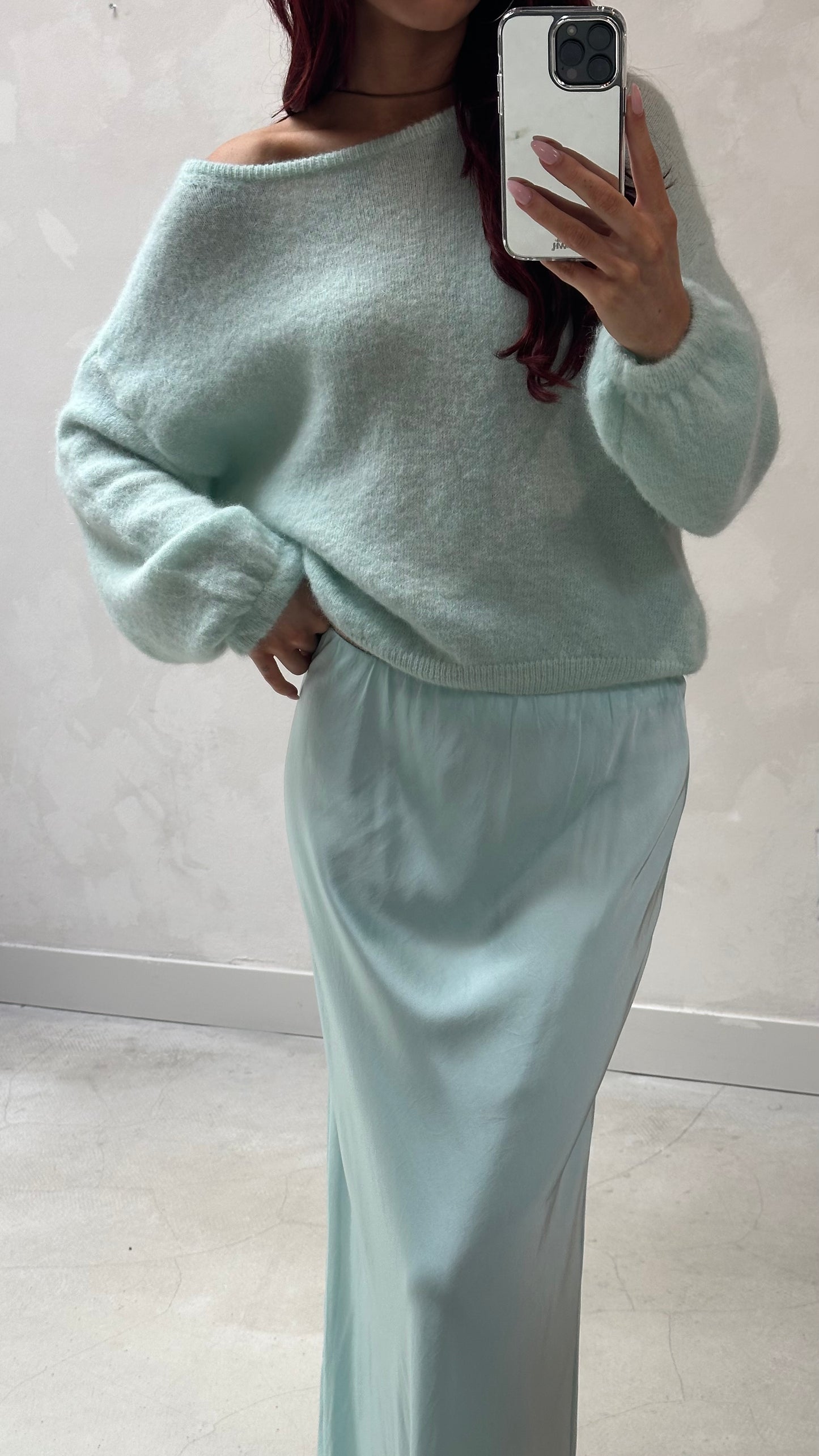 Mint knitted sweater - Curated by ume