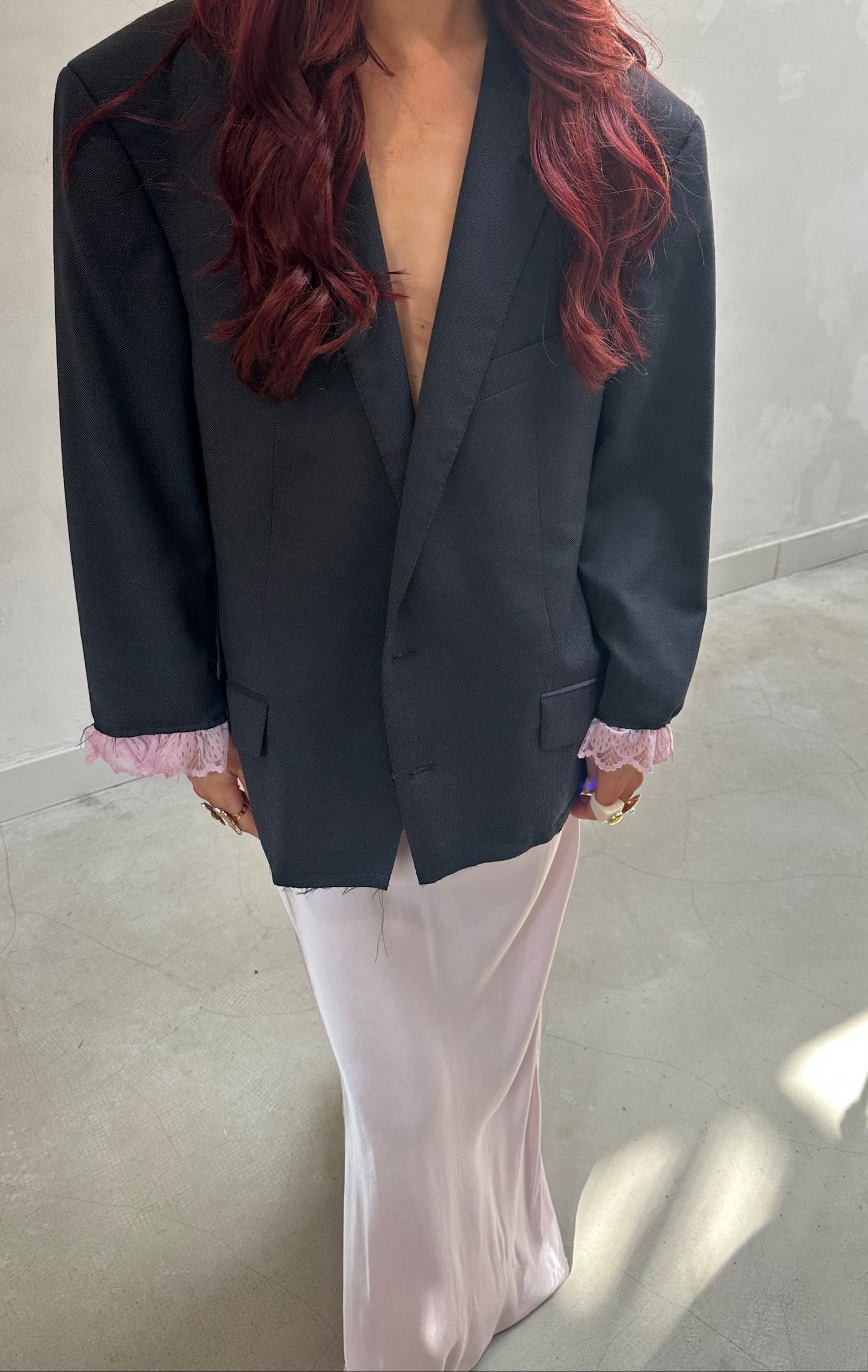 Open back ruffle blazer - Upcycled by ume