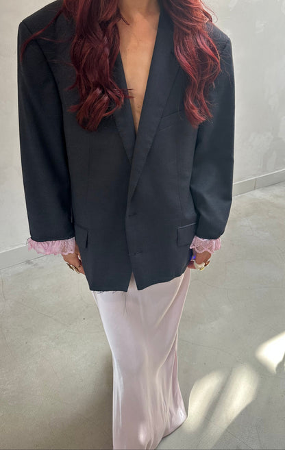 Open back ruffle blazer - Upcycled by ume