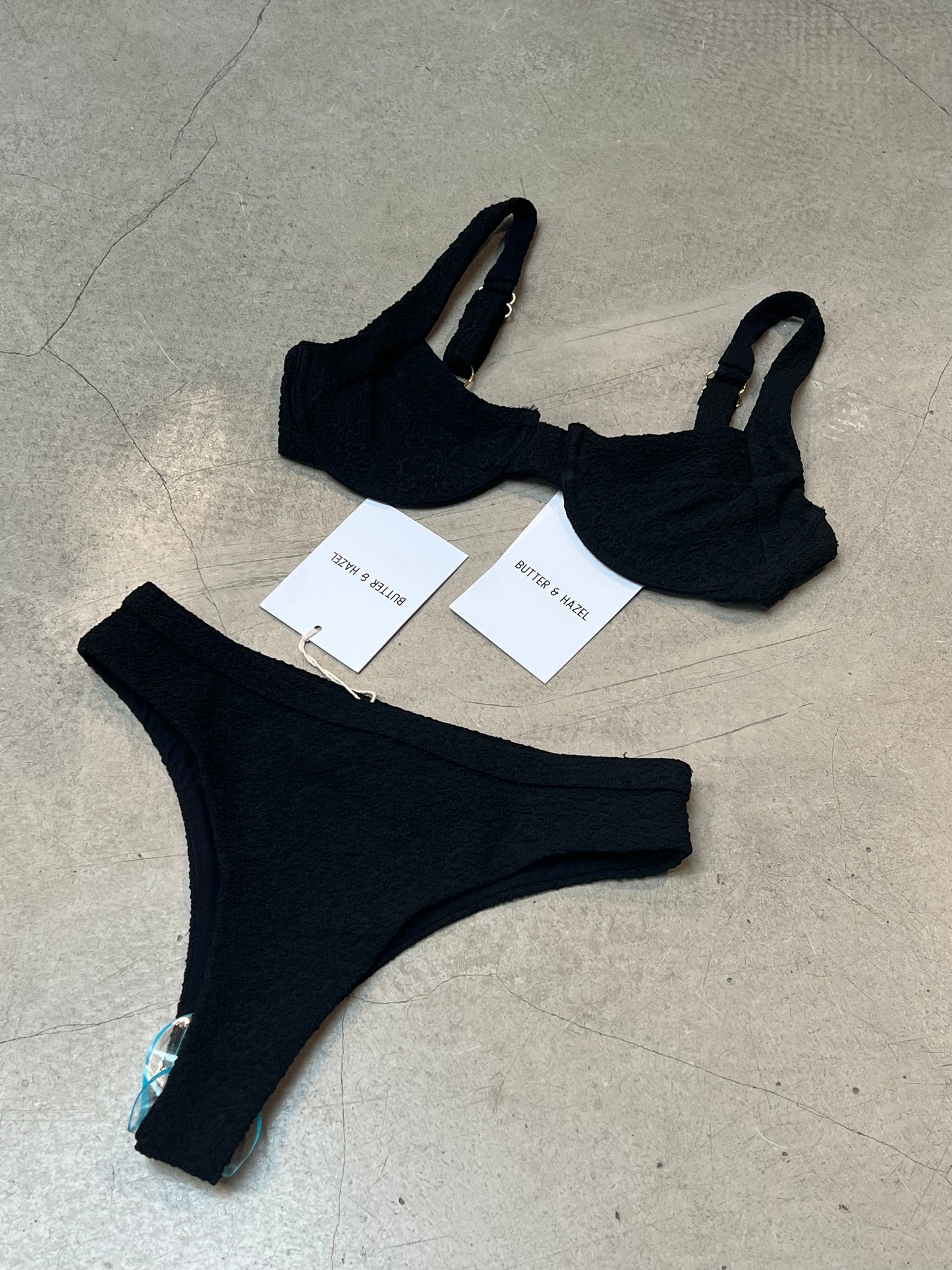 Butter & Hazel - Crinkle Black Bikini Set