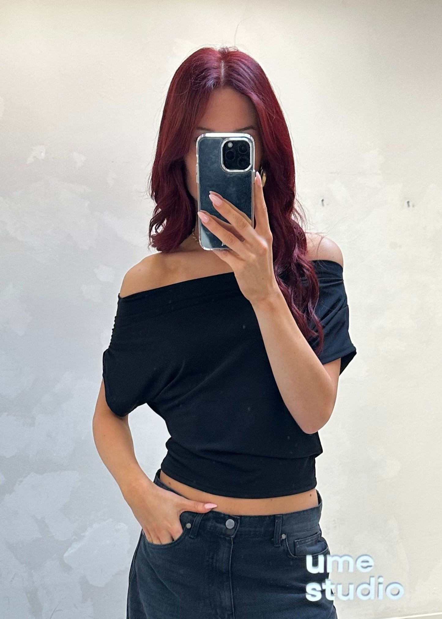 Draped black - top