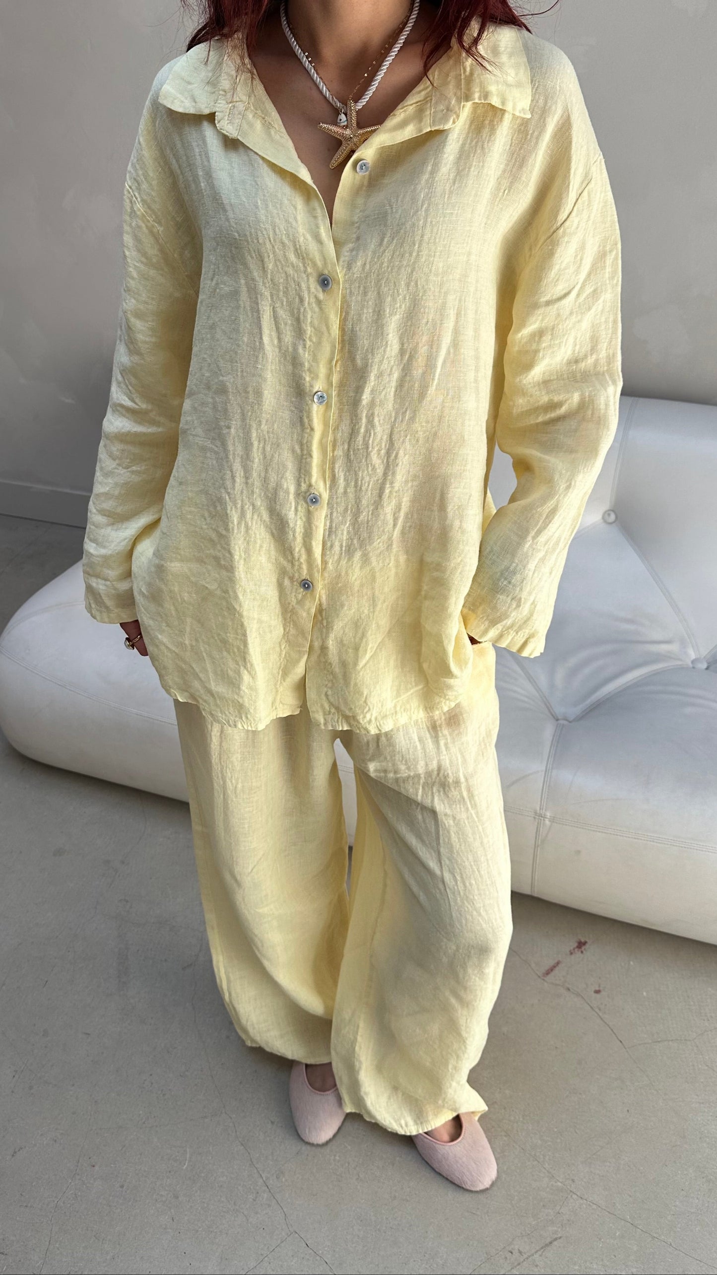 Butter Yellow linen blouse - Curated by UME