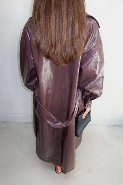 NLY TREND - Brown leather look trenchcoat