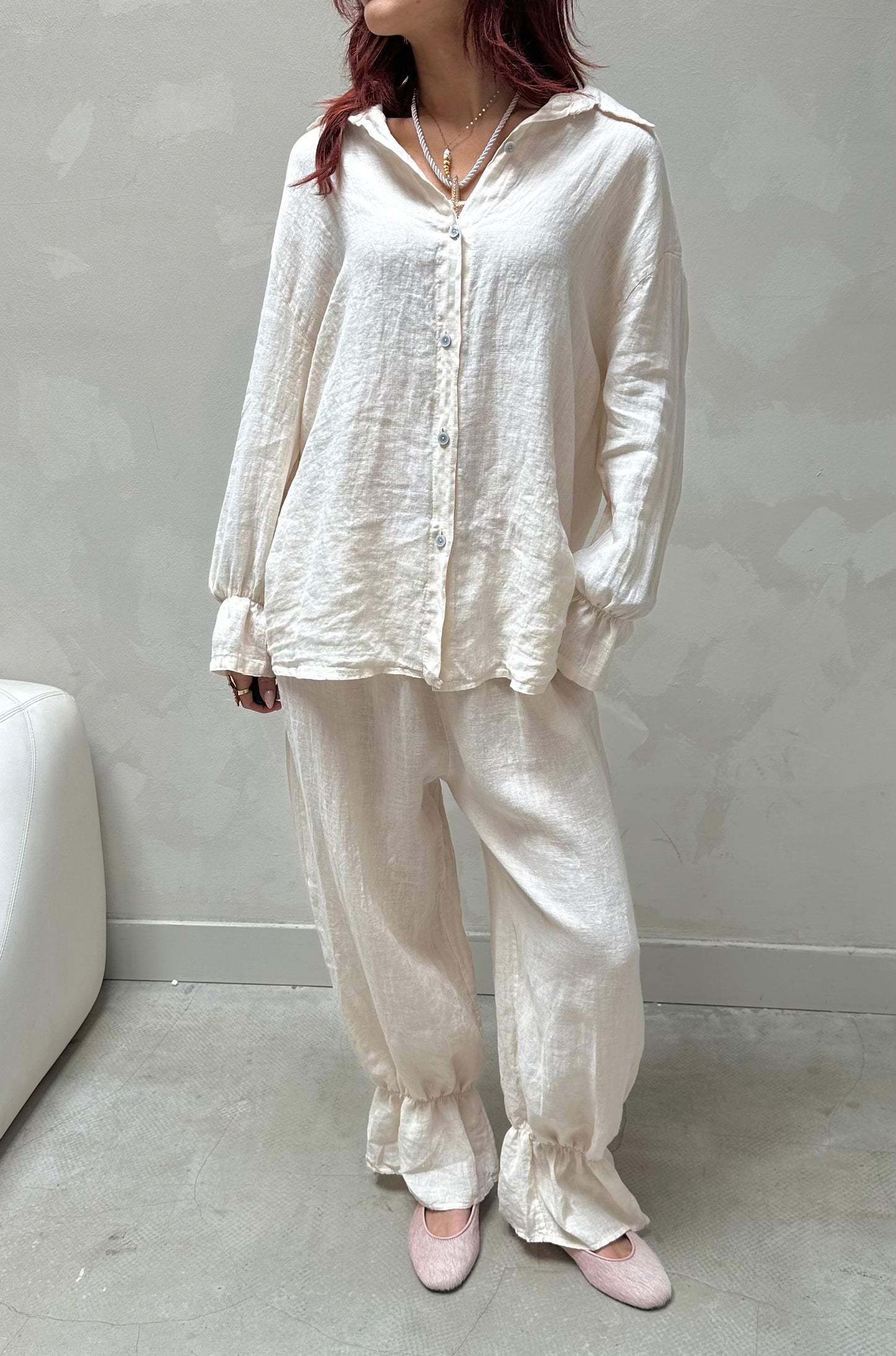 Ruffle linen set - Upcycled by UME