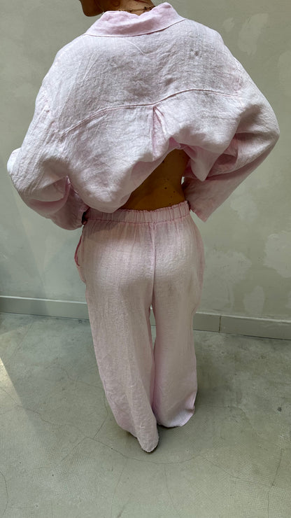 Pink linen blouse - Curated by UME