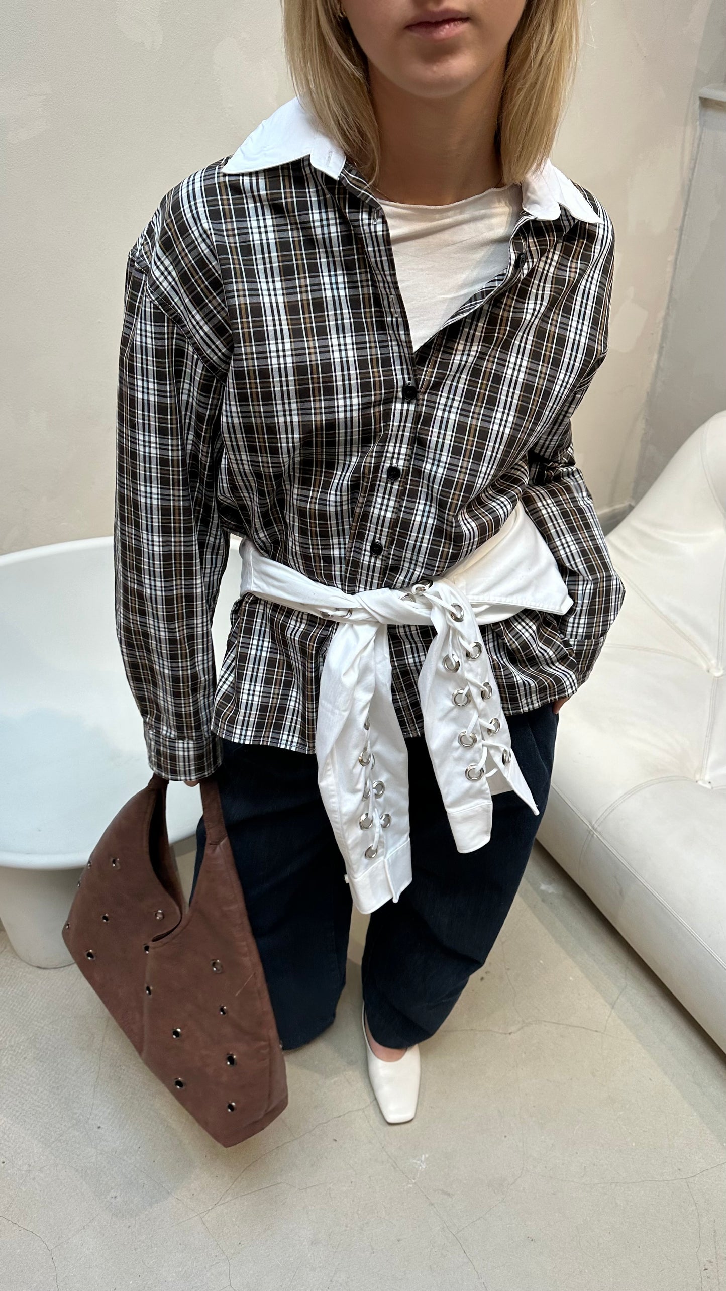 The Frankie Shop Shirt Brown - UME STUDIO