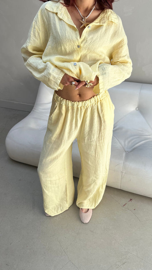 Butter yellow linen pants - Curated by UME