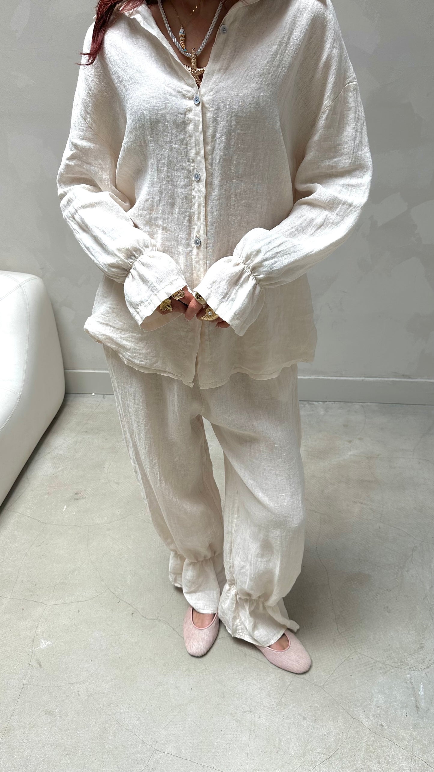 Ruffle linen set - Upcycled by UME