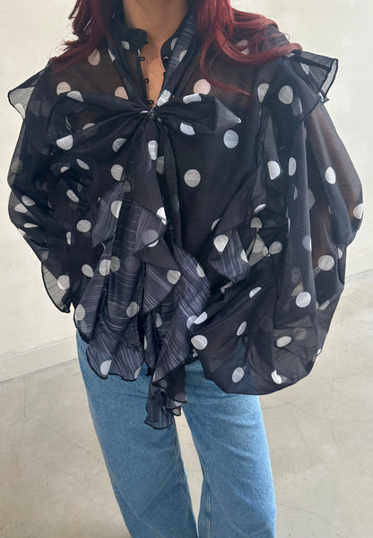 Polka dot oversized blouse - Curated by ume