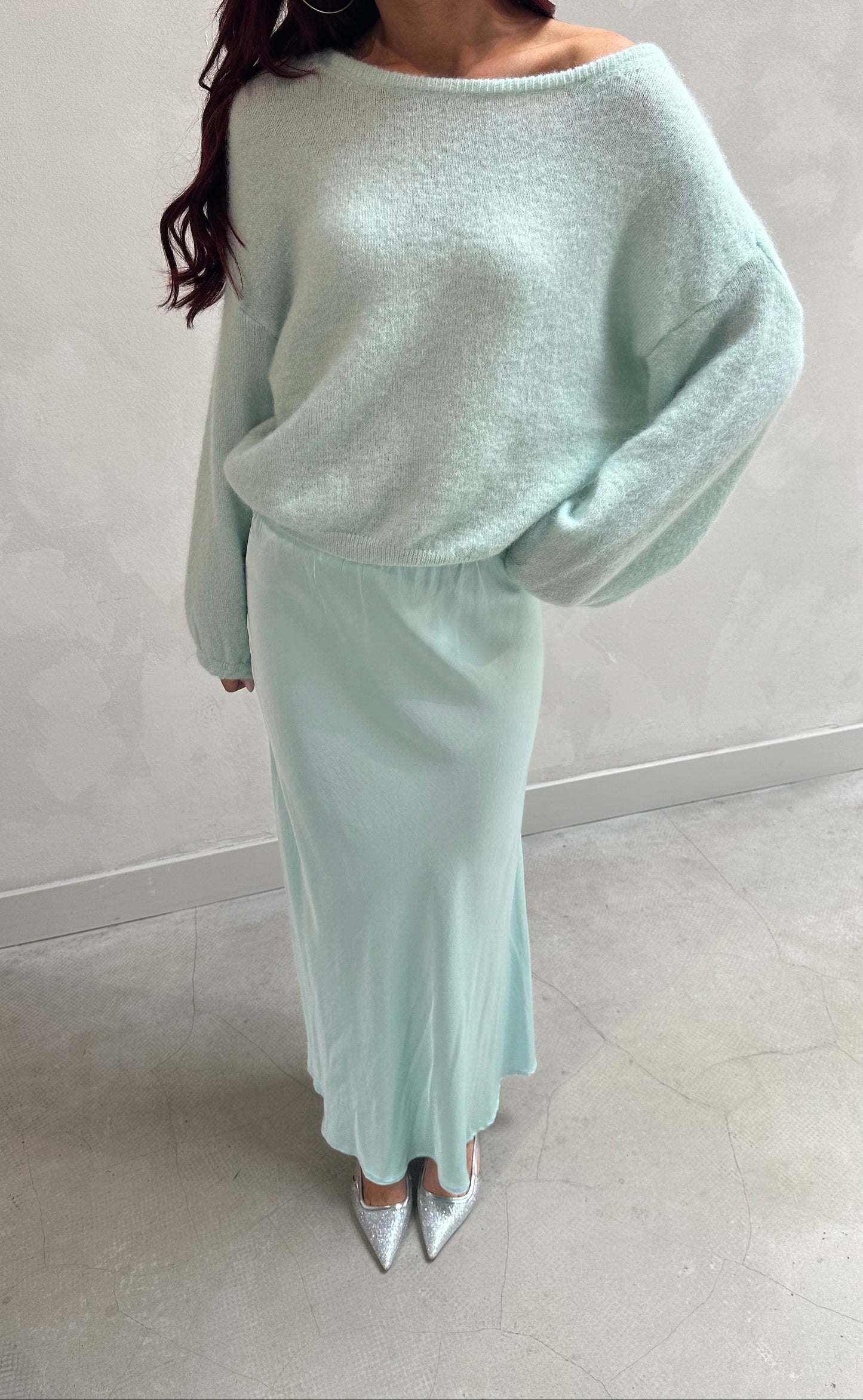 Mint knitted sweater - Curated by ume