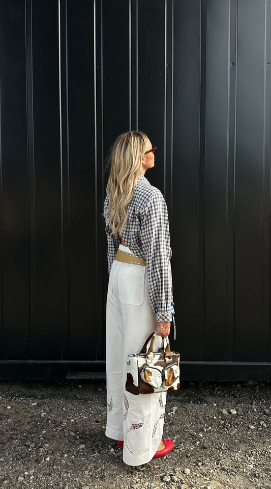 Open back checkered blouse - Upcycled by ume