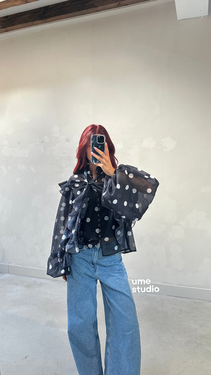 Polka dot oversized blouse - Curated by ume