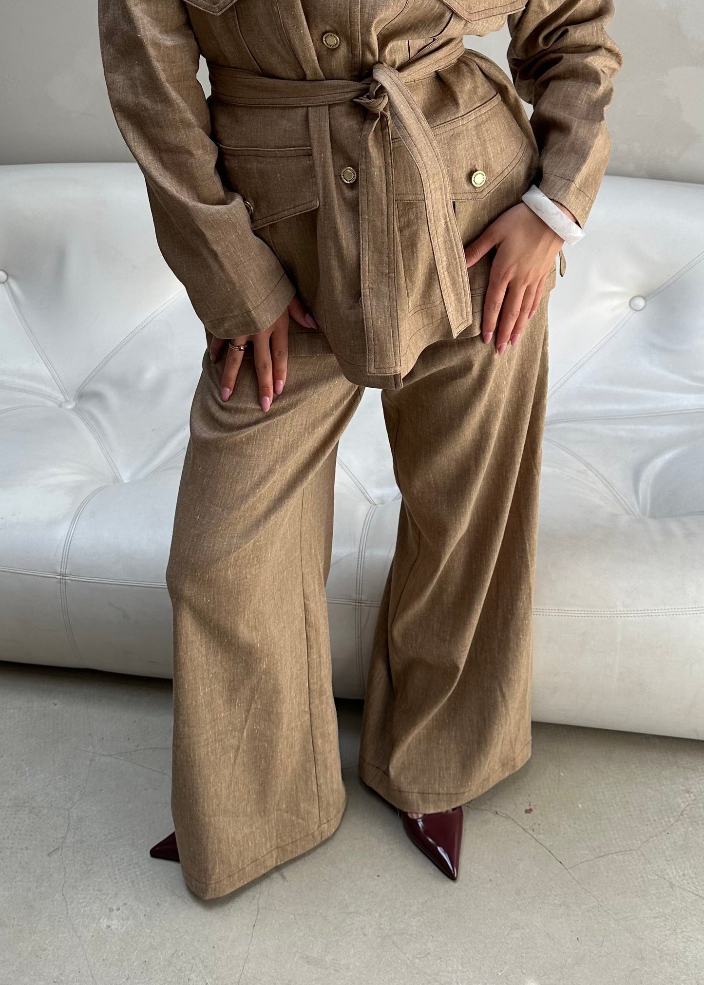 Sessùn beige belt - jacket - UME STUDIO