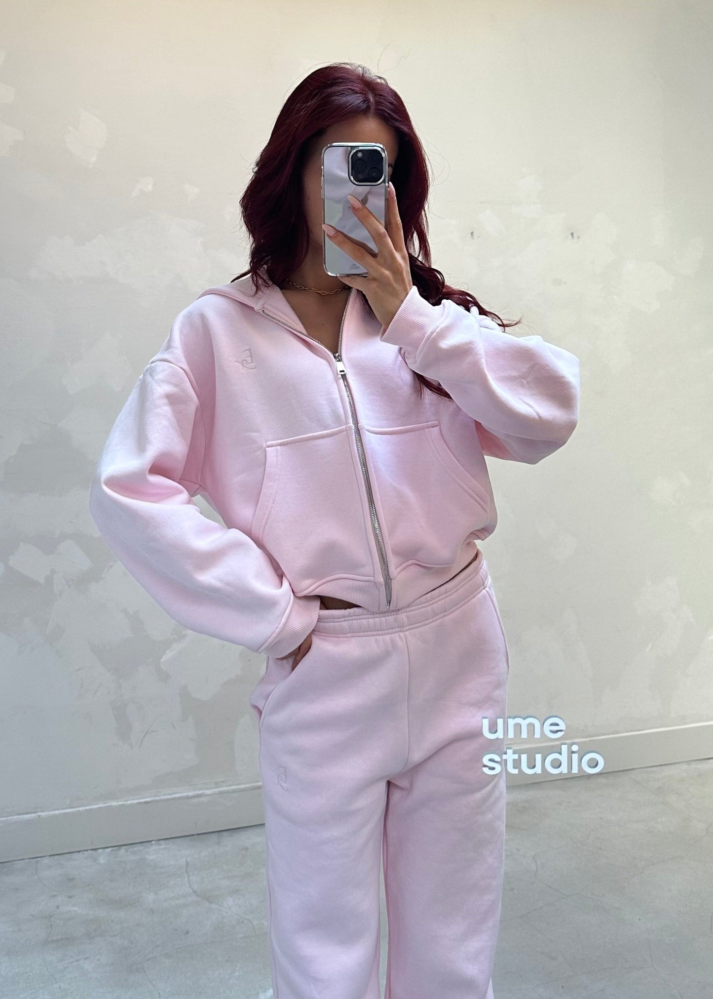 Exercere pink cropped zip - hoodie