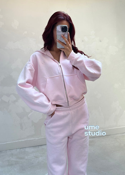 Exercere pink cropped zip - hoodie