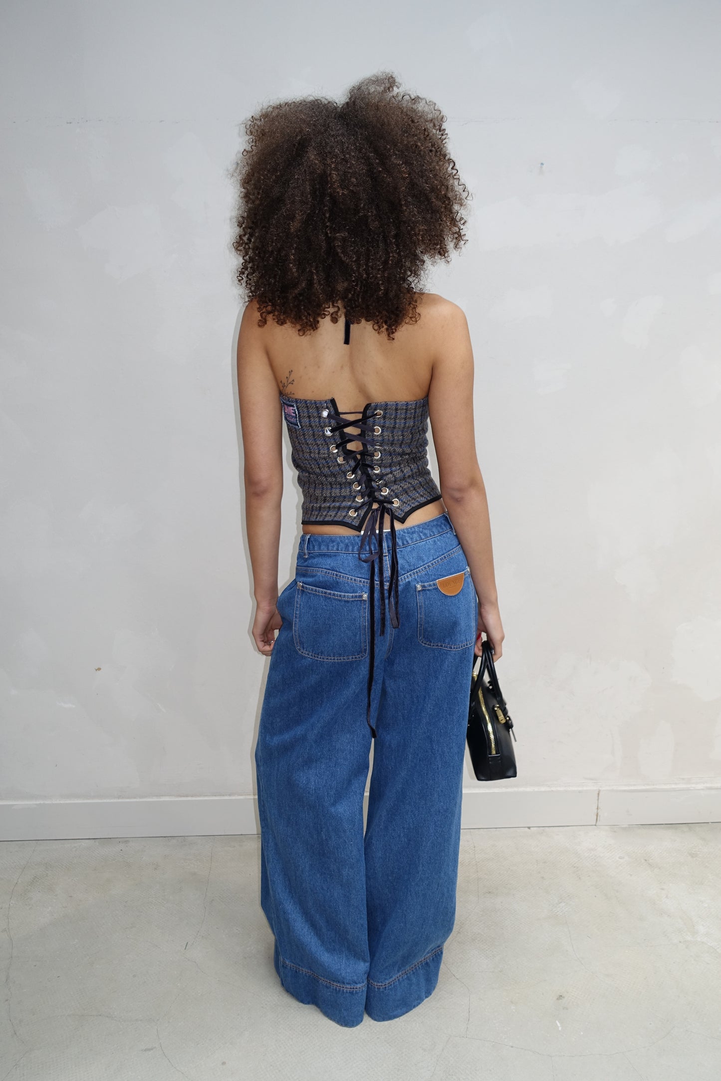 Checkerd Colar Top Grey - Upcycled By UME