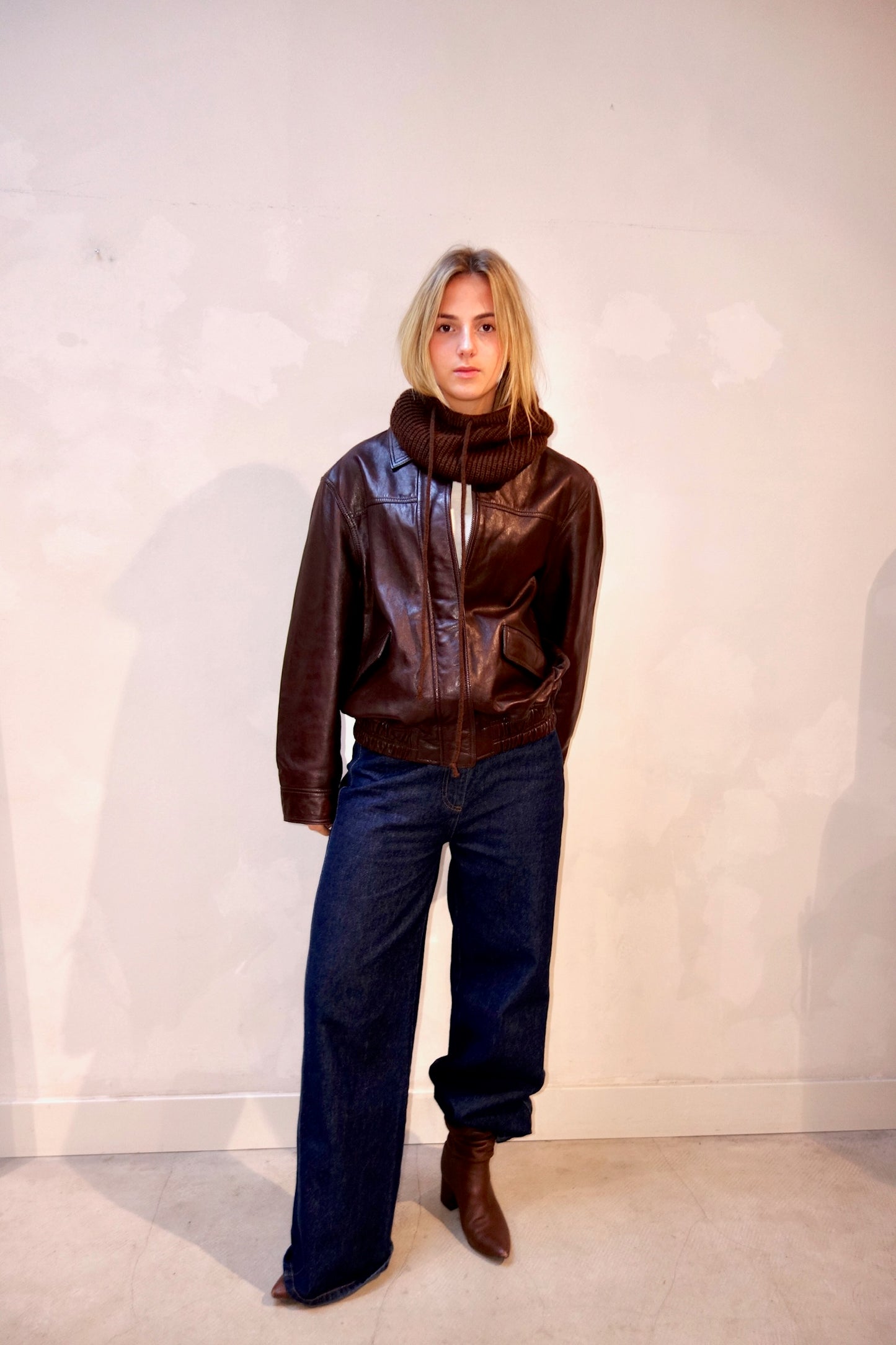 Costes Leather Jacket Burgundy