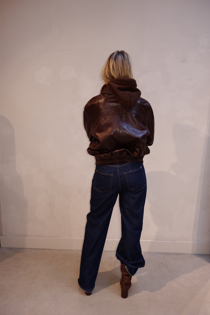 Costes Leather Jacket Burgundy