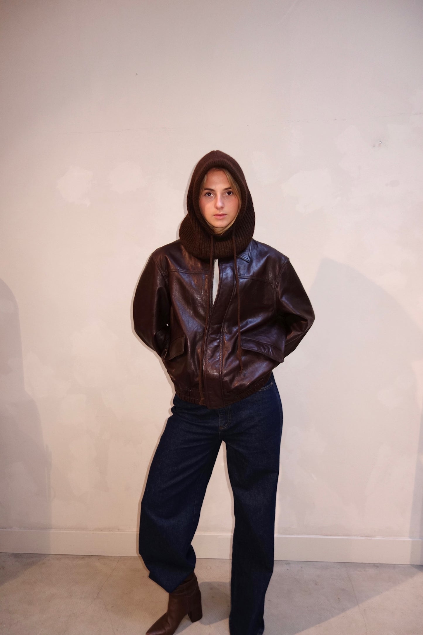 Costes Leather Jacket Burgundy