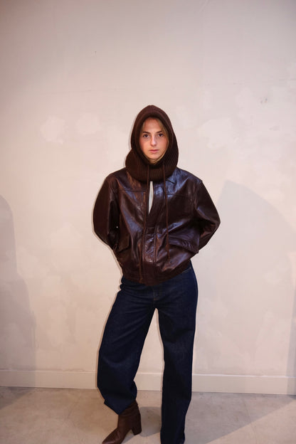 Costes Leather Jacket Burgundy