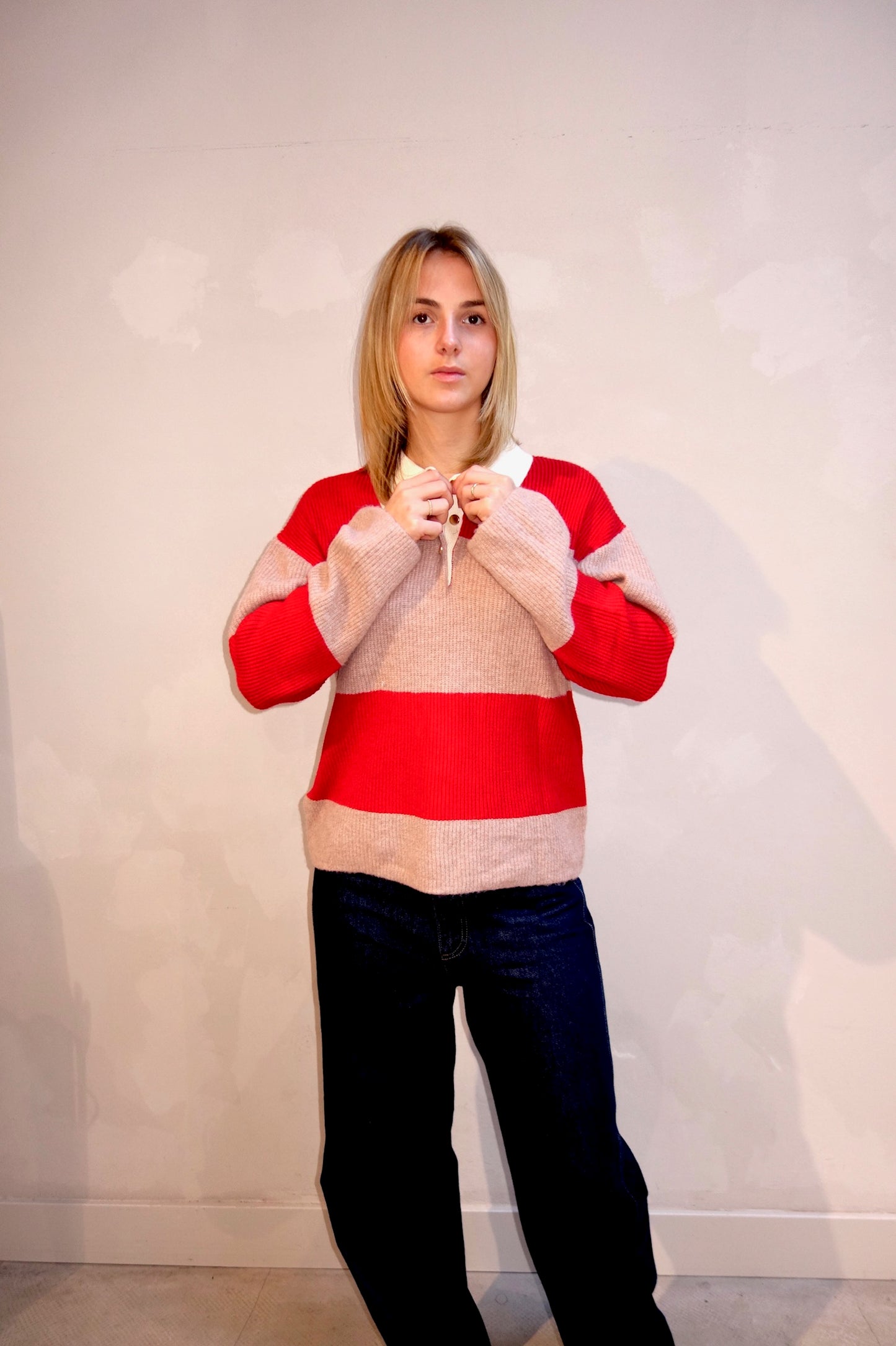 MNG Striped Sweater Red - UME STUDIO