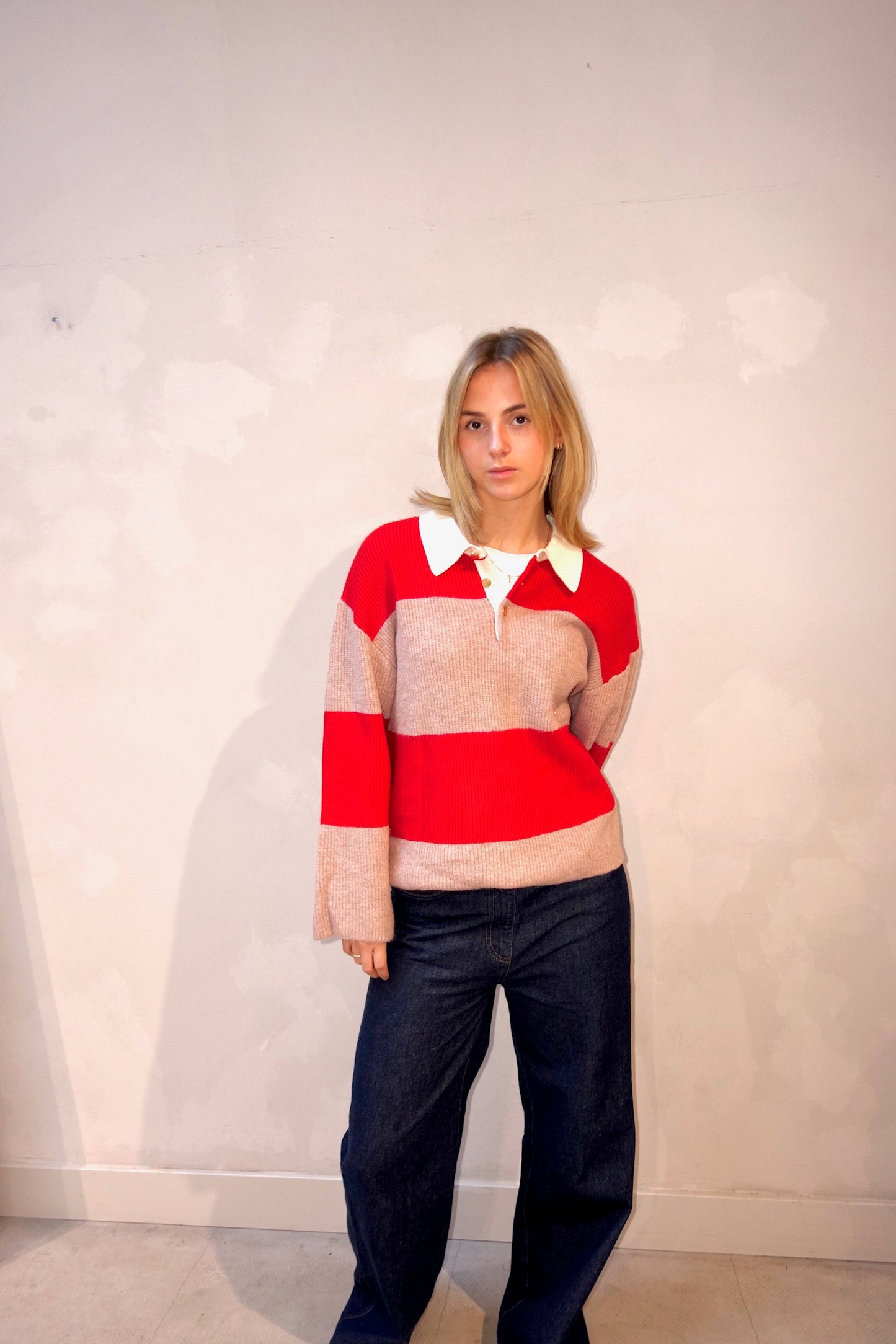 MNG Striped Sweater Red - UME STUDIO